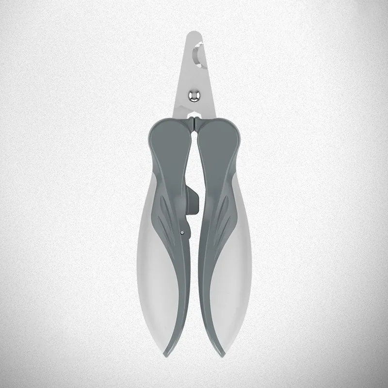 Dog nail clippers with stainless steel blades and grey two-tone handles