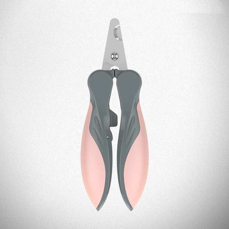 Dog nail clippers with stainless steel blades and pink two-tone handles
